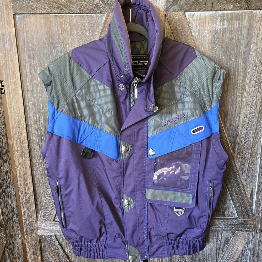Spyder Jacket Men's Size XL Purple Blue Gray US Ski Team Vest Insulated Pockets